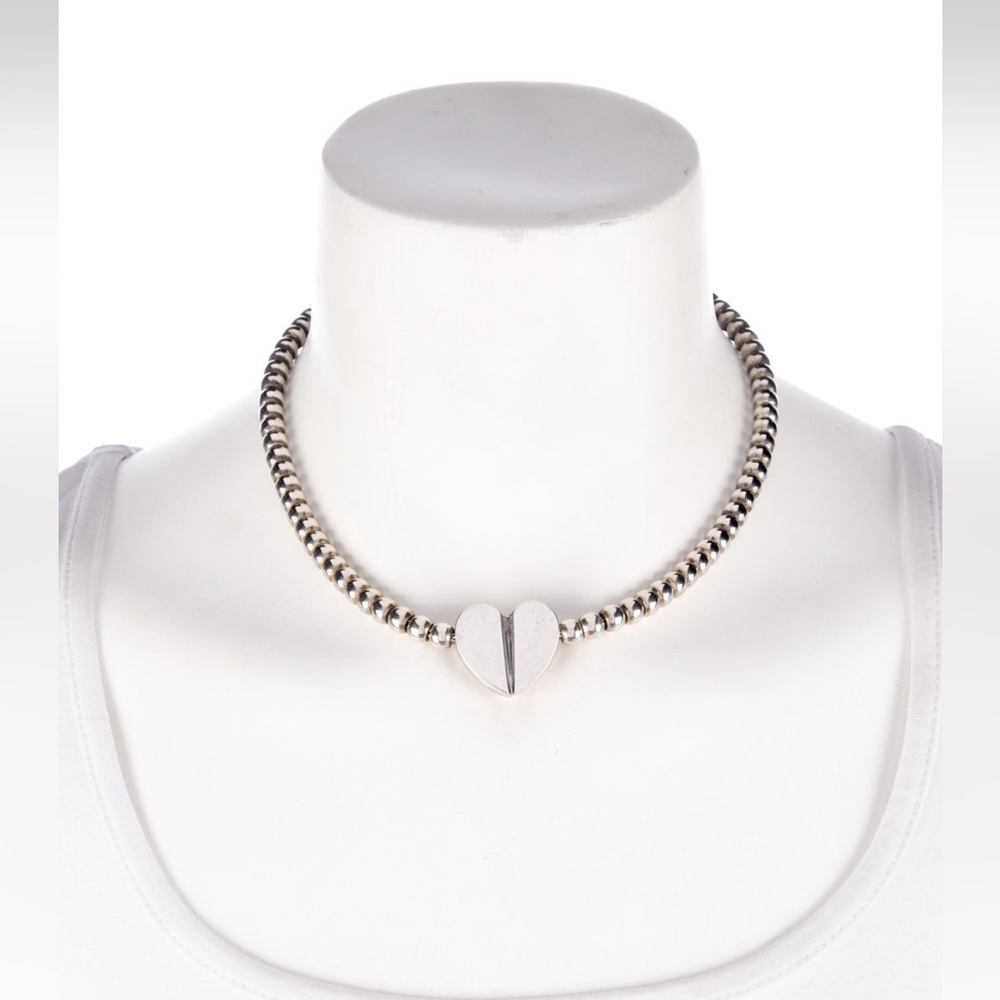 Barry Kieselstein-Cord Sterling Silver Beaded Heart Toggle Necklace - Picture 14 of 14